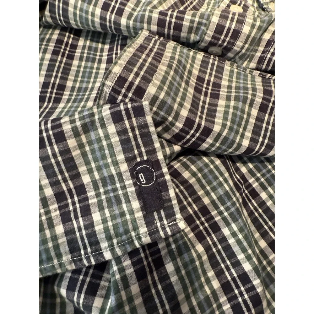 Gymboree Boys M 7/8‎ Shirt Green Plaid collared Button Up Woven Cotton Preppy